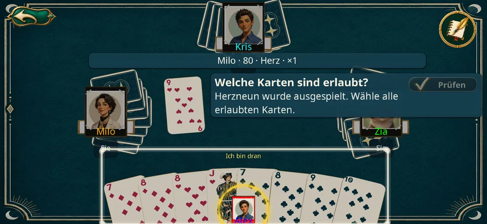 Eine erlaubte Karte erkennen · Smartphone · Querformat