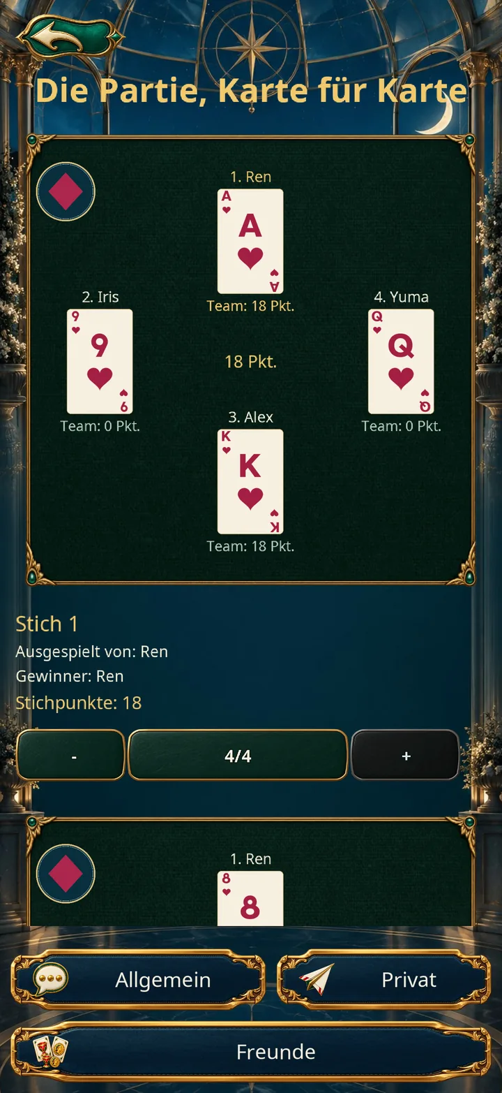 Ein Spielverlauf zum Wiedersehen · Smartphone · Hochformat