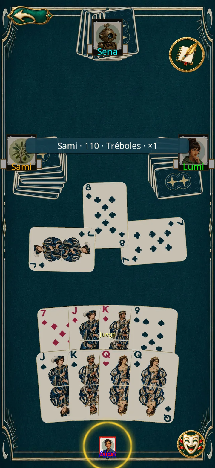 Ocho cartas en vertical · Móvil · Vertical