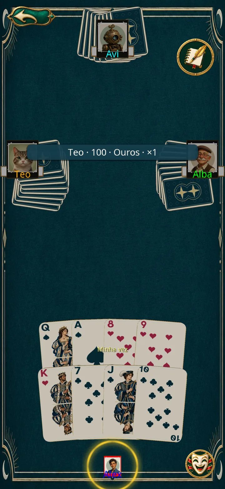 Oito cartas em vertical · Telemóvel · Vertical